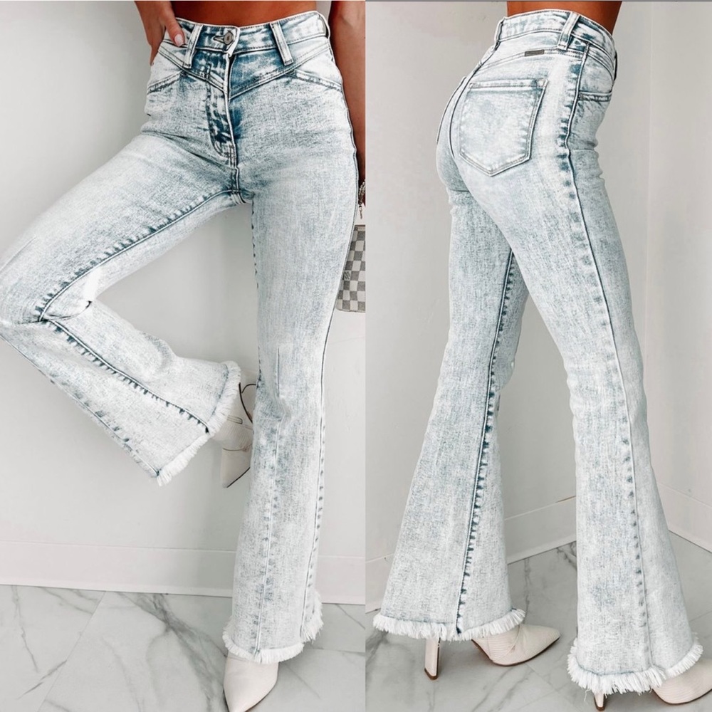 Kancan acid wash high rise flare denim jeans - Picture 4 of 12